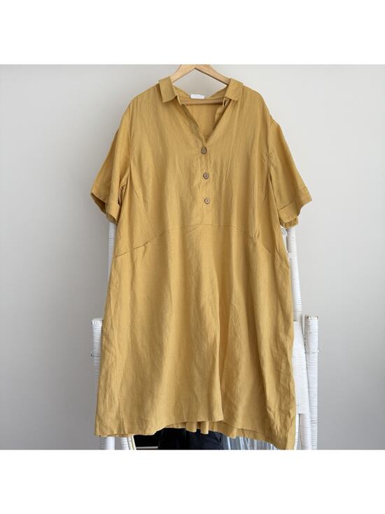 J. Jill Dresses & Skirts - J Jill Love Linen Dress 3X Yellow Pocket Front Coastal Cottage Lagenlook Beach
